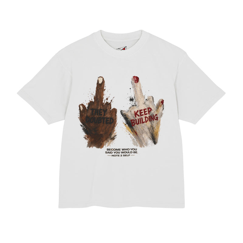 Note 2 Self® “They Doubted Keep Building” Oversized Graphic Tee