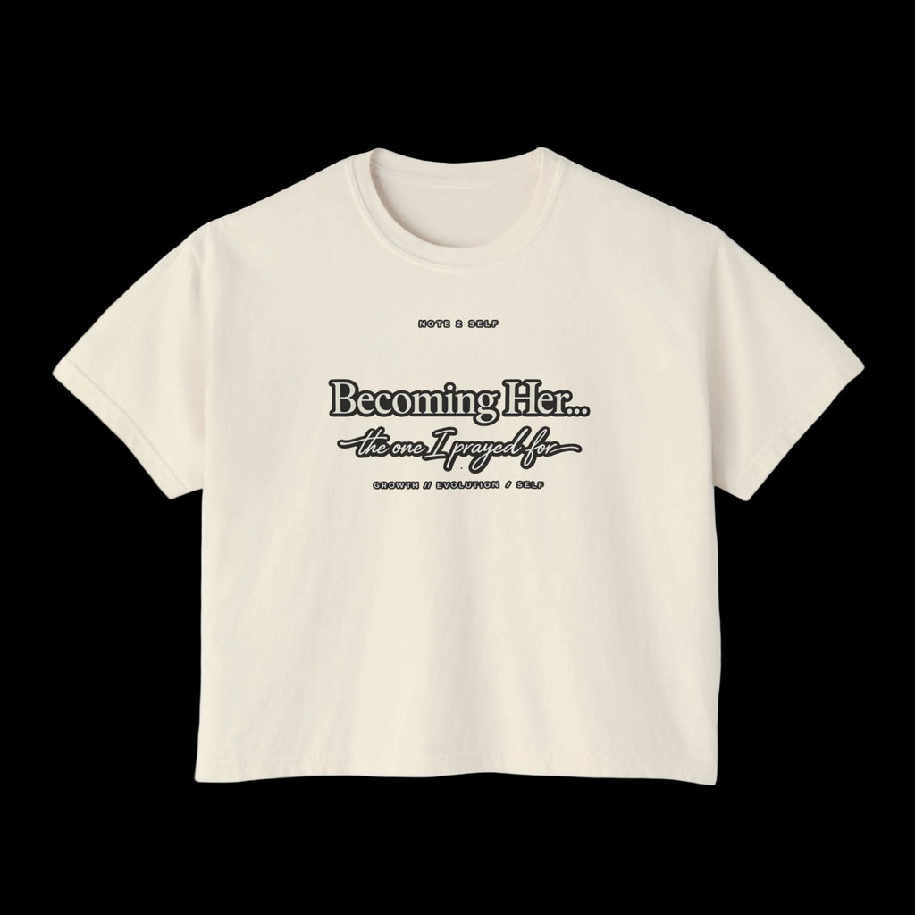Becoming Her Boxy Tee — Inspirational Women's Graphic Shirt