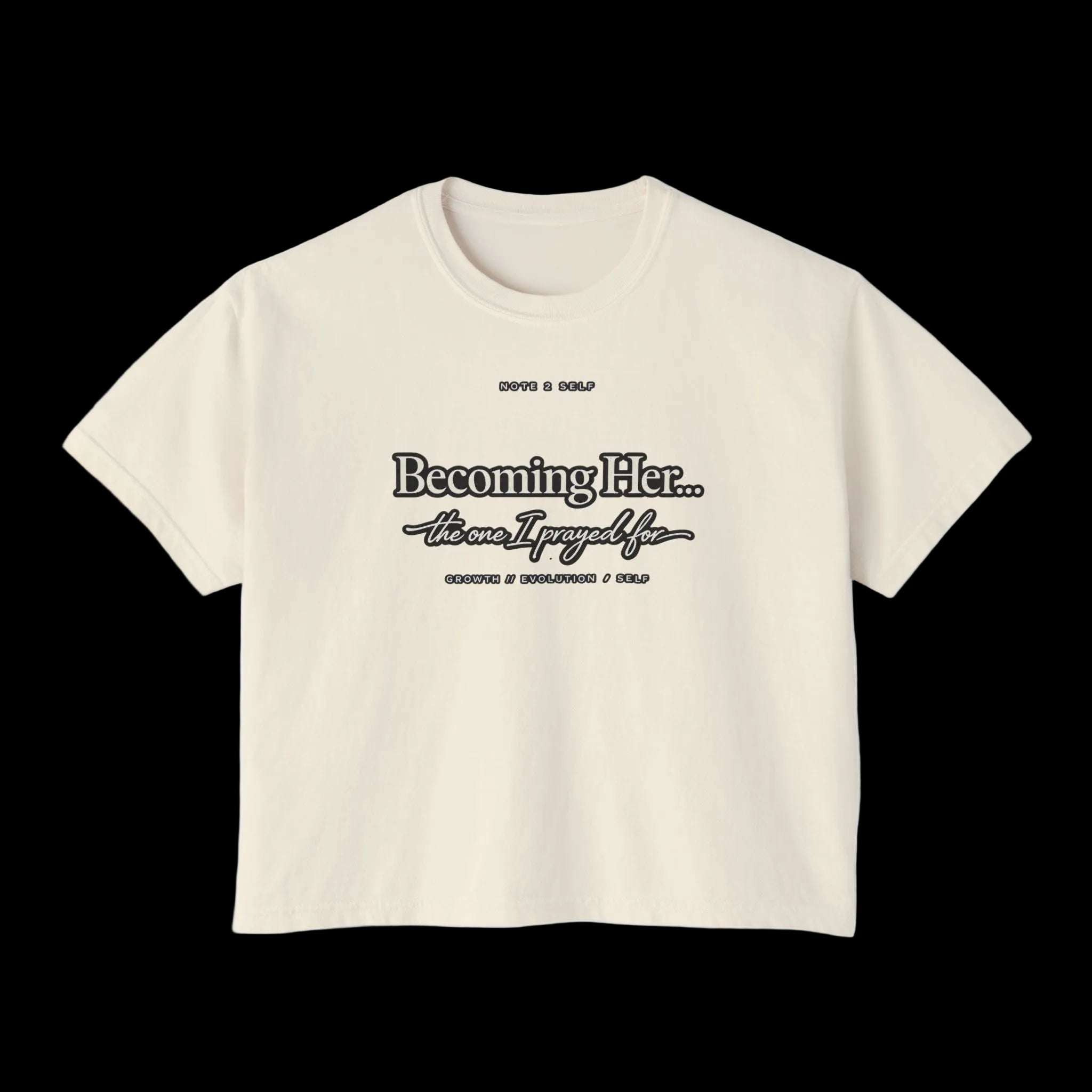 Becoming Her Boxy Tee — Inspirational Women's Graphic Shirt