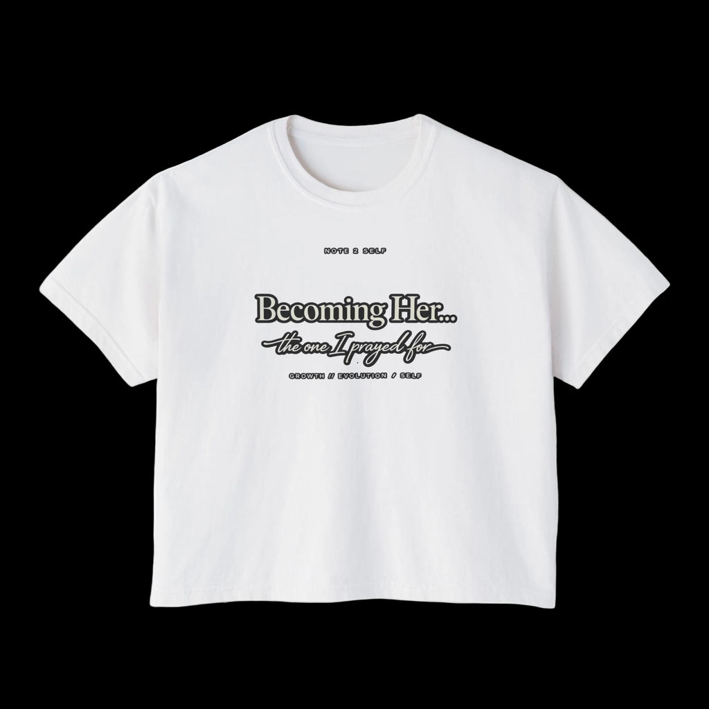 Becoming Her Boxy Tee — Inspirational Women's Graphic Shirt