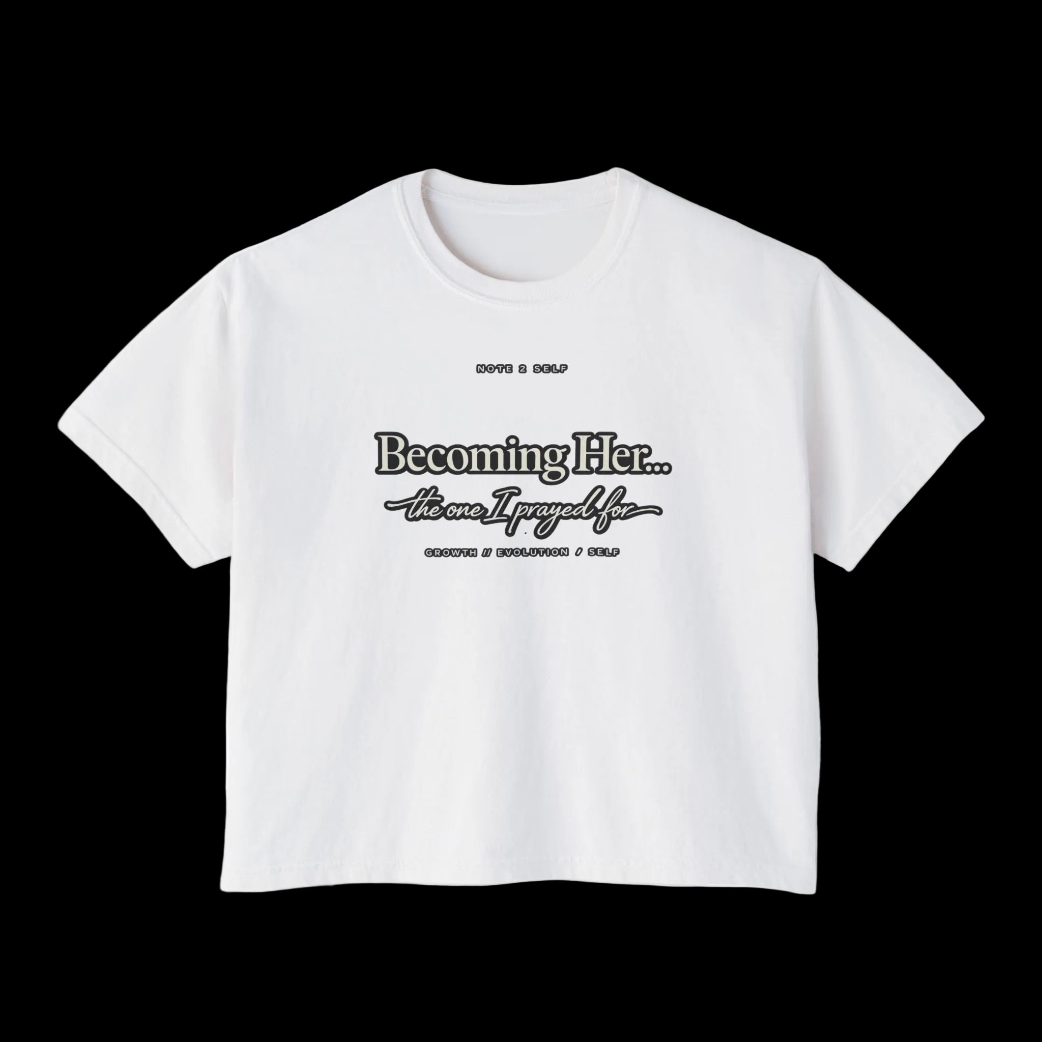 Becoming Her Boxy Tee — Inspirational Women's Graphic Shirt