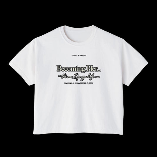 Becoming Her Boxy Tee — Inspirational Women's Graphic Shirt