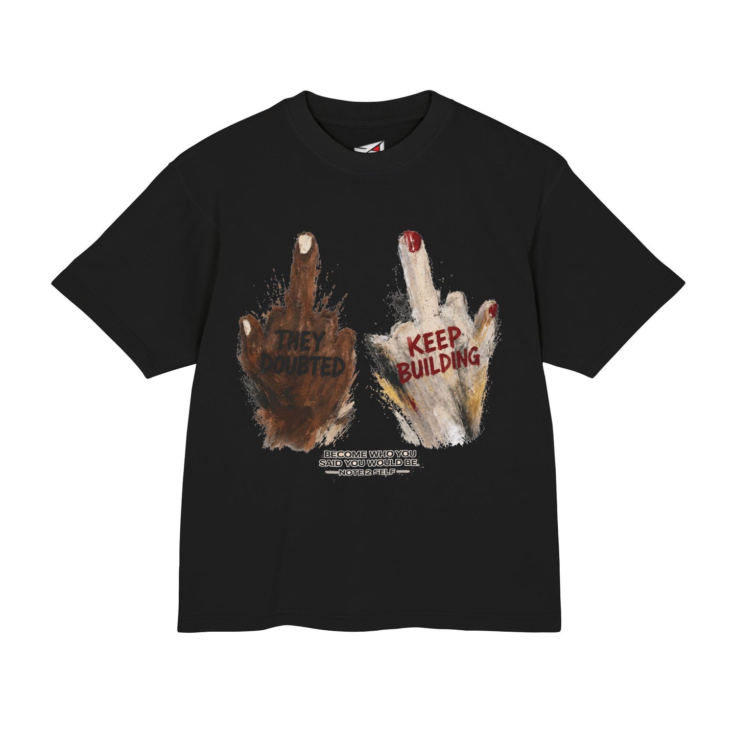 Note 2 Self® “They Doubted Keep Building” Oversized Graphic Tee