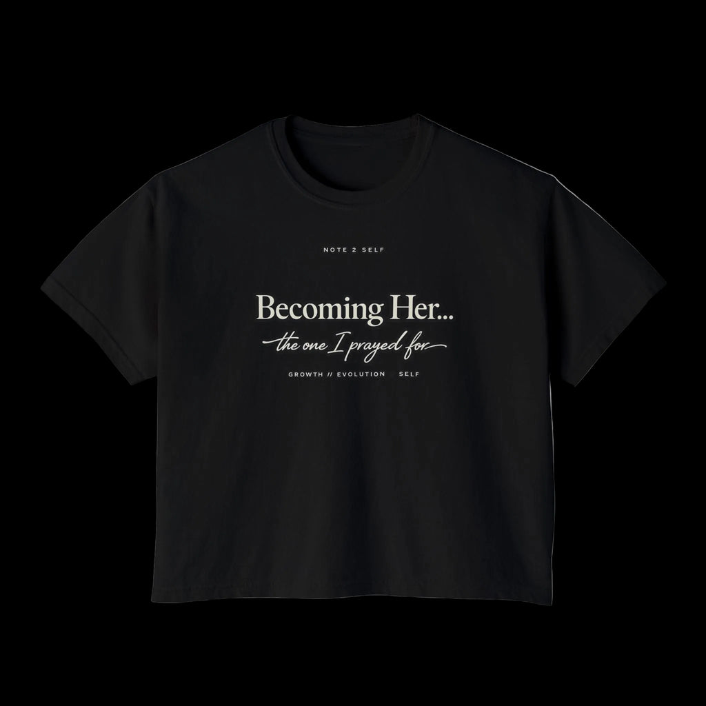 Becoming Her Boxy Tee — Inspirational Women's Graphic Shirt