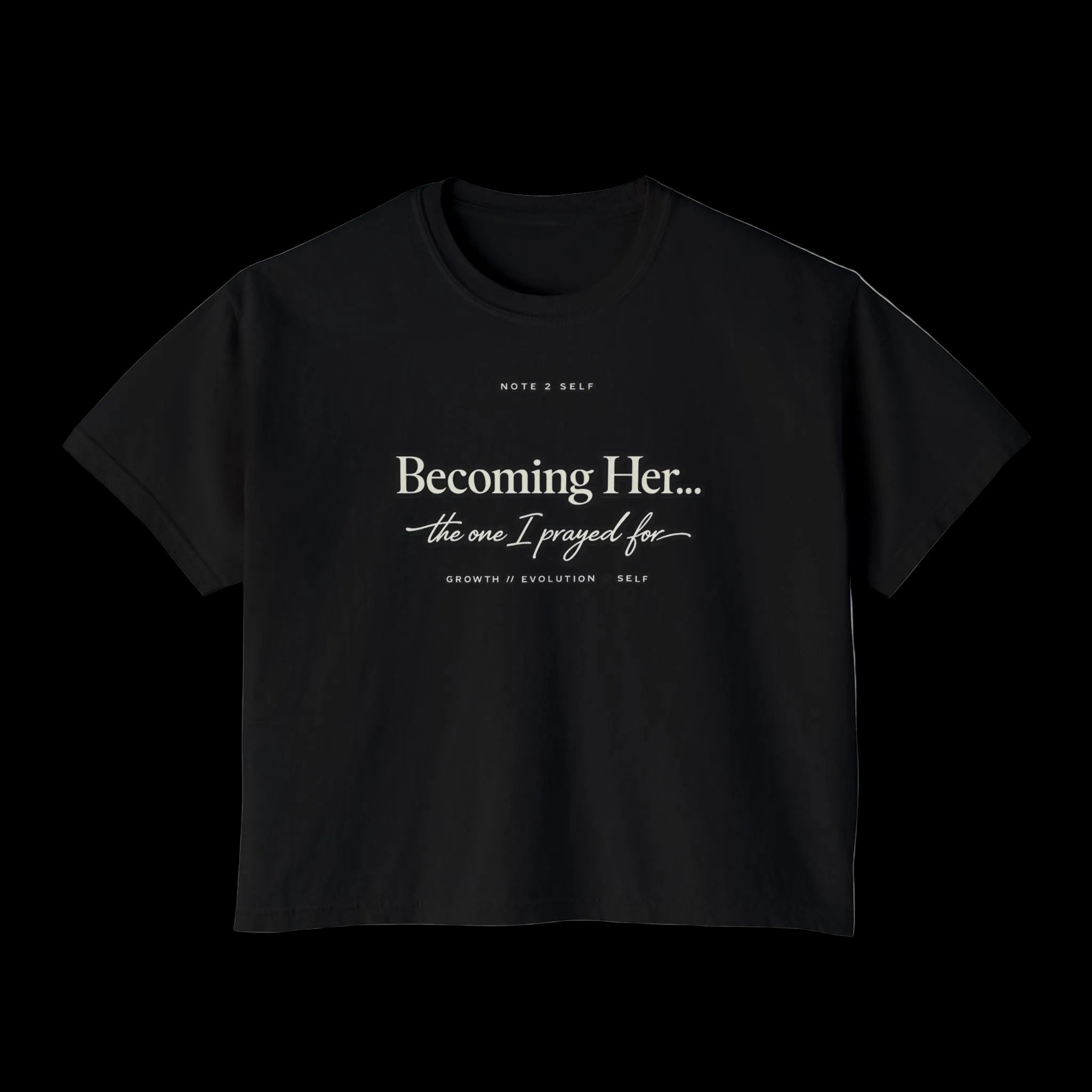 Becoming Her Boxy Tee — Inspirational Women's Graphic Shirt