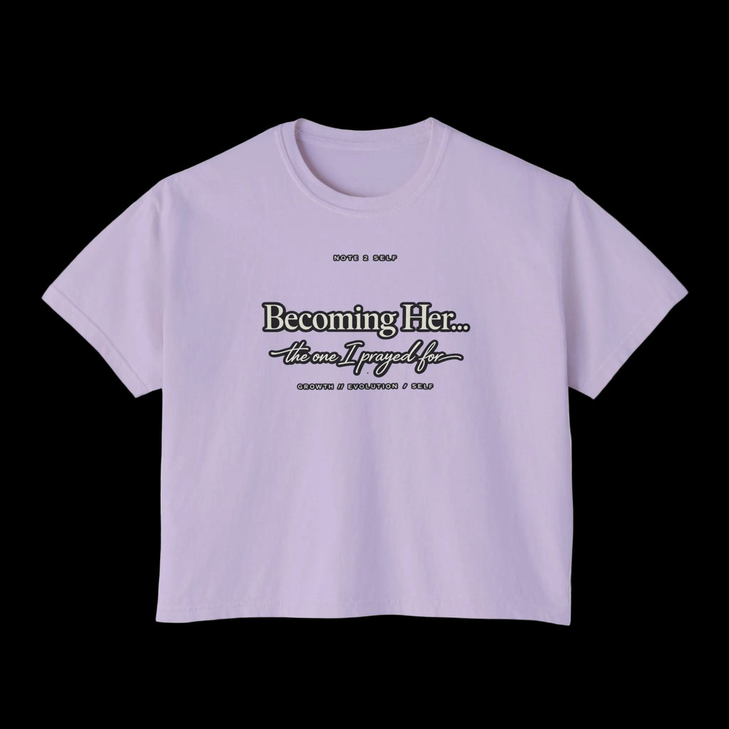 Becoming Her Boxy Tee — Inspirational Women's Graphic Shirt