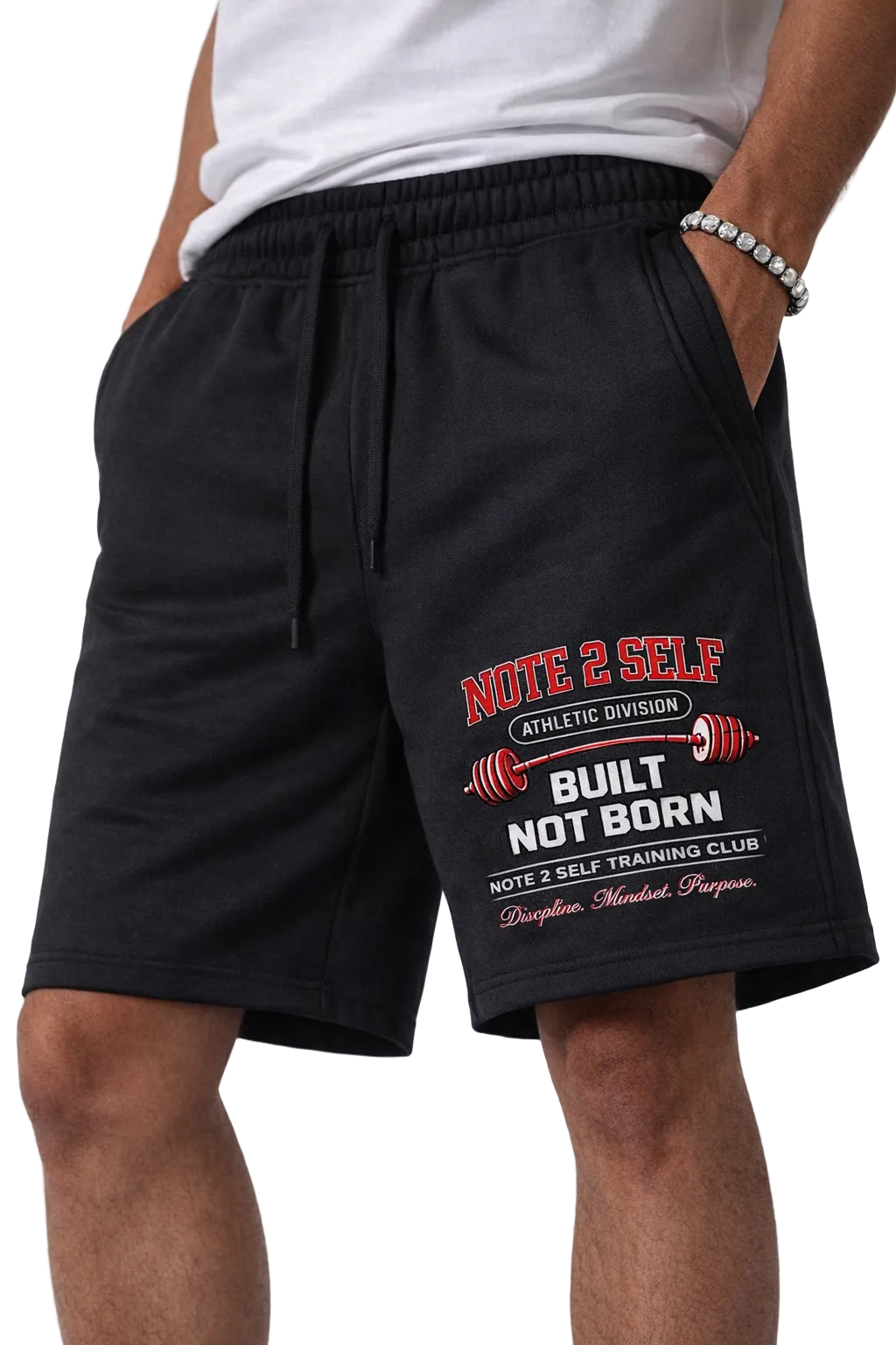 Note 2 Self® “Built Not Born” Training Shorts(280GSM)